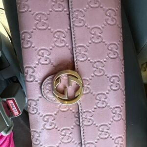 Gucci Mauve Embossed Leather Clutch